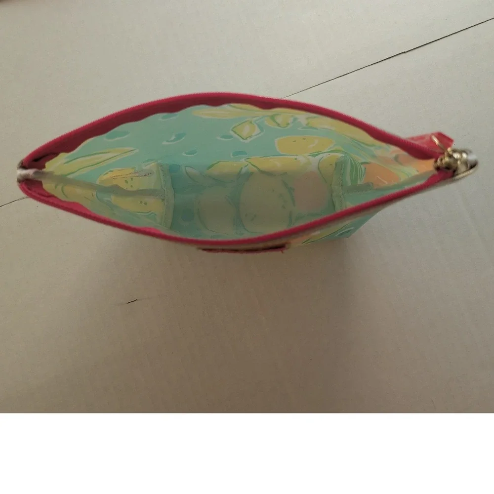 Lilly Pulitzer Makeup Bag Women OS Blue Orange Citrus Print Estee Lauder Pouch